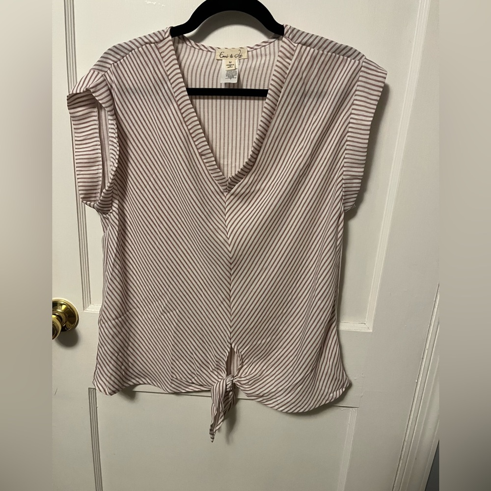 Emi & Joe pink and white striped shirt size medium